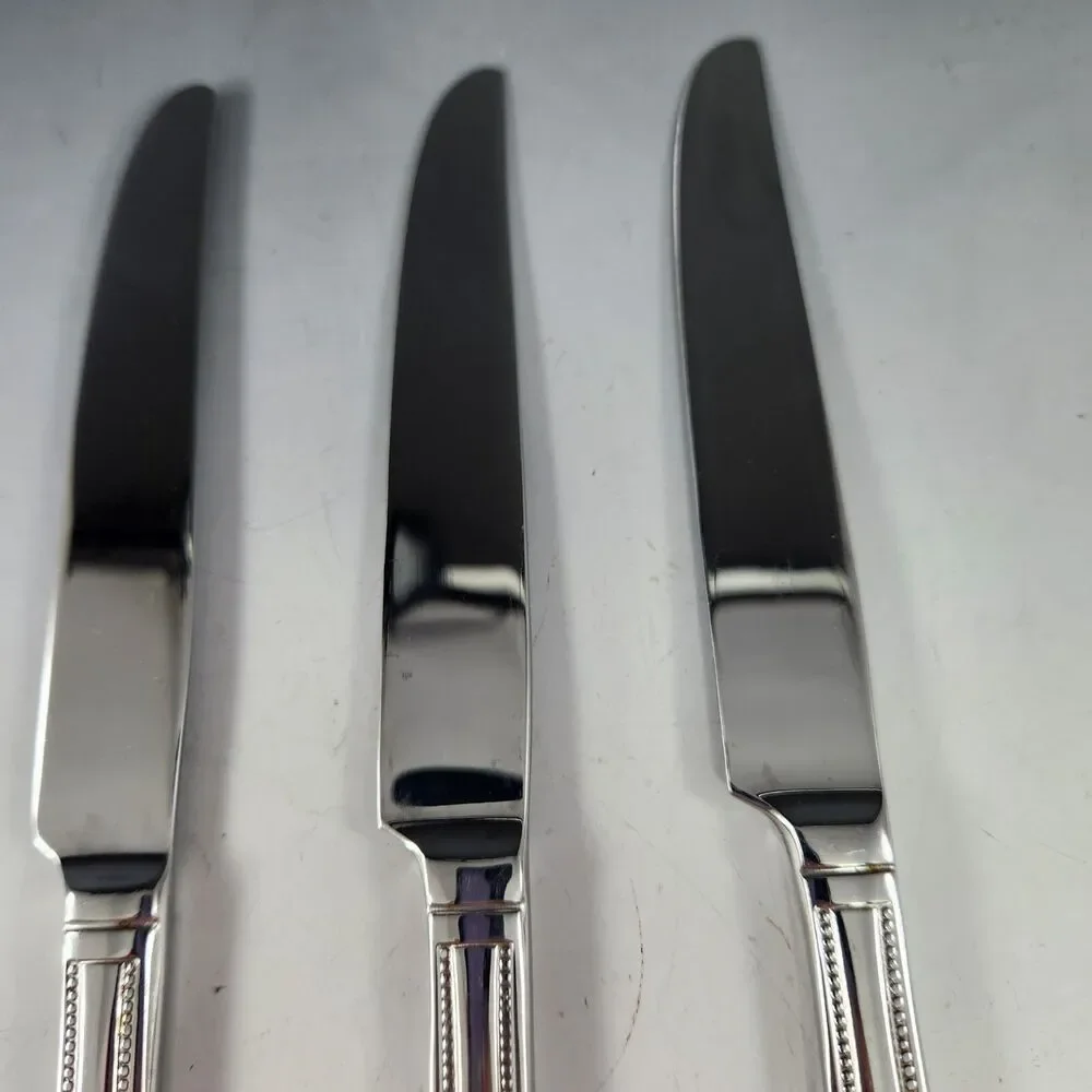 REED & BARTON Set 4 Knives HAMILTON ENGLISH GENTRY Stainless Knife Elegant Bead